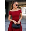 Kadın Madonna Yaka Kısa Kollu Kısa Janjan Krep Elbise