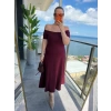 Kadın Madonna Yaka Midi Boy Modal Elbise