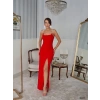 Kadın Omuz Askılı Derin Yırtmaç Detay Maxi Boy Elbise