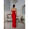 Kadın Omuz Askılı Derin Yırtmaç Detay Maxi Boy Elbise