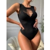 Kadın Sıfır Kol Göğüs, Sırt Ve Yanları Kesik Detay çıtçıtlı Viskon Bodysuit