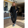 Kadın Uzun Kollu Bisiklet Yaka Viskon Iki Iplik Bluz Ve Pantolon Ikili Takım