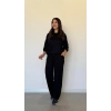 Kadın Uzun Kollu Bisiklet Yaka Viskon Iki Iplik Bluz Ve Pantolon Ikili Takım