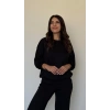 Kadın Uzun Kollu Bisiklet Yaka Viskon Iki Iplik Bluz Ve Pantolon Ikili Takım