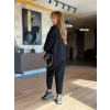 Kadın Uzun Kollu Bisiklet Yaka Viskon Iki Iplik Bluz Ve Pantolon Ikili Takım