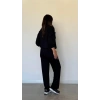 Kadın Uzun Kollu Bisiklet Yaka Viskon Iki Iplik Bluz Ve Pantolon Ikili Takım