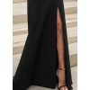 Kadın Uzun Kollu Madonna Yakalı Yırtmaç Detaylı Uzun Ithal Krep Elbise