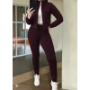 Kadın Uzun Kollu önden Fermuarlı Kısa Modal Ceket Ve Pantolon Ikili Takım