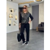 Kadın Uzun Kollu önden Fermuarlı Leopar Desenli Viskon Iki Iplik Bluz Ve Pantolon Ikili Takım
