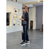 Kadın Uzun Kollu önden Fermuarlı Leopar Desenli Viskon Iki Iplik Bluz Ve Pantolon Ikili Takım