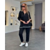 Kadın Uzun Kollu Fermuarlı şerit Detay Desenli Alt üst Ikili Viskon Iki Iplik Takım