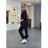Kadın Uzun Kollu Fermuarlı şerit Detay Desenli Alt üst Ikili Viskon Iki Iplik Takım