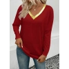 Kadın Uzun Kollu V Parlak Yaka Detaylı Viskon Bluz