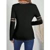Kadın Uzun Kollu V Yakalı Leopar Desenli Viskon Iki Iplik Bluz