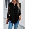 Kadın Uzun Kollu Yakadan Düğmeli Kolları Tül Detaylı Viskon Bluz