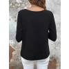 Kadın Uzun Kollu Yuvarlak Yakalı çift Renkli Dantel Detaylı Viskon Bluz