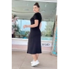 Kadın Yaka Ribanalı Çift Yırtmaçlı Elbise
