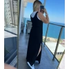 Kadın Yırtmaç Detaylı Viskon Kumaş Maxi Boy Cepli Iç Dahil Ikili Elbise