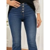 Kadın Yüksek Bel önden Düğmeli Cep Detay Ispanyol Paça Denim Pantolon