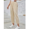 Kadın Yüksek Bel Yandan Cepli Düğme Detaylı Geniş Kesim Ithal Krep Pantolon
