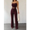 Kadın Zincir Askılı Krop Ithal Krep Bluz Ve Pantolon Ikili Takım