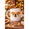 Kalpli Gözlüklü İngiliz Bulldog Tasarımlı Porselen Kupa Model 52 – Sevimli Köpek Desenli Kahve & Çay Kupası