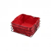 KARE SİYAH METAL KIRMIZI BEZLİ EKMEK SEPETİ 20X21CM DERİNLİK 10.5CM
