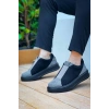 KB-007  Kuback Siyah Gri Siyah Yüksek Taban Tek Bant Bağcıksız Günlük Erkek