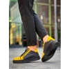 KB-X46 Kuback Siyah Sarı Yüksek Siyah Taban Günlük Spor Ayakkabı