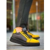 KB-X46 Kuback Siyah Sarı Yüksek Siyah Taban Günlük Spor Ayakkabı