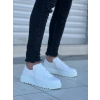 KB-X502  Kuback Beyaz Cilt Yüksek Beyaz Taban Bağcık Detaylı Lastikli Günlük Erkek Ayakkabı