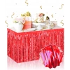 Kendinden Yapışkanlı Kırmızı Metalize Püsküllü Masa Eteği – 75 x 275 cm Parti Süslemesi