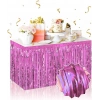 Kendinden Yapışkanlı Pembe Metalize Püsküllü Masa Eteği – 75 x 275 cm Parti Süslemesi