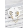 Kiraz Model Pirinç Gold Renk Zincir Bağlantılı Ear Cuff Küpe Seti