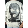 Kışlık Bisiklet Yaka Baskılı SweatShirt - Beyaz