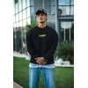 Kışlık Bisiklet Yaka Baskılı SweatShirt - Siyah