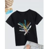 Kız Çocuk Baskılı T-Shirt- Siyah