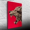 Kızgın Kurt , Kırmızı ve Gri Tonlarda Kanvas Tablo 50 x 70