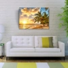 Kumsalda  Palmiyeler ve Günbatımı Kanvas Tablo 50 x 70