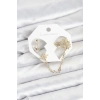 Kutup Yıldızı Model Pirinç Gold Renk Zincir Bağlantılı Ear Cuff Küpe Seti