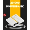 LED Işıklı 20.000mAh Powerbank LCD Gösterge Dahili Çoklu Kablo