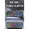 Led Işıklı  Klavye Usb Girişli RGB Işıklı Q Klavye Mouse Hediyeli