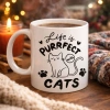 Life is Purrfect with Cats – Kedi Desenli Porselen Kupa MODEL 62 Sevimli Kedi Figürlü Kahve Kupası