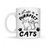 Life is Purrfect with Cats – Kedi Desenli Porselen Kupa MODEL 62 Sevimli Kedi Figürlü Kahve Kupası