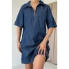 Mavi Tencel Kuplu Elbise