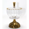 Metal Ayaklı Kristal Cam Şekerlik Gold Detaylı Sunumluk