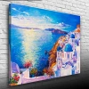 Mikanos Adası Mavi ve Beyaz Yağlıboya Kanvas Tablo 50 x 70