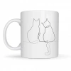 Minimal Çizim İki Kedi Desenli Porselen Kupa MODEL 77 – Sevgi Temalı Şık Tasarım, Kahve & Çay Kupası