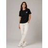 Minimal Geyik Logolu Tişört Bisiklet Yaka Kısa Kol Yazlık T-Shirt - Siyah