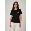 Minimal Geyik Logolu Tişört Bisiklet Yaka Kısa Kol Yazlık T-Shirt - Siyah